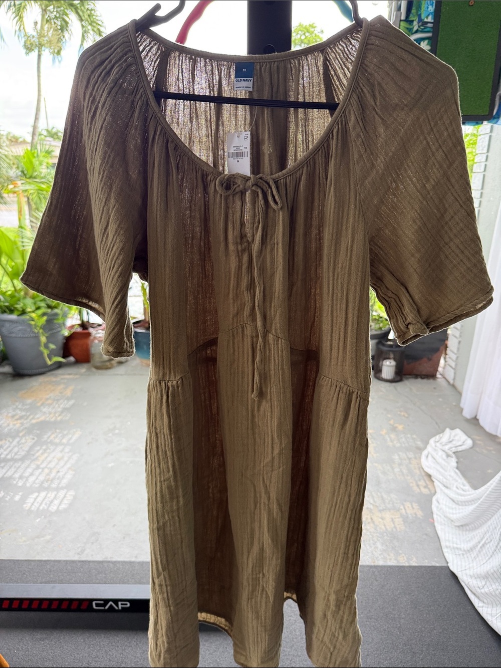 Old Navy Olive Green Tie-Front Boho Tunic